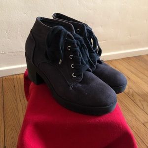 black lace up booties